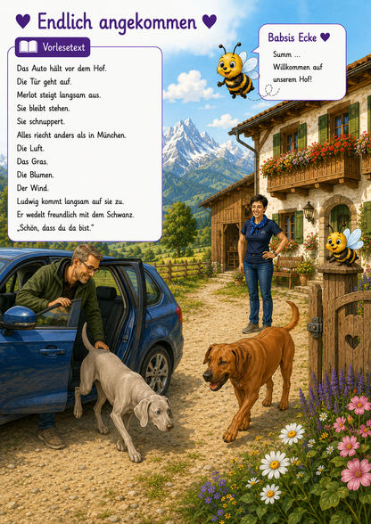 Ludwig und Merlot – Kreativheft für Kinder 2–5 Jahre | Hof Abenteuer | Vorlesen, Ausmalen, Wissen | Inspiriert von wahren Begebenheiten