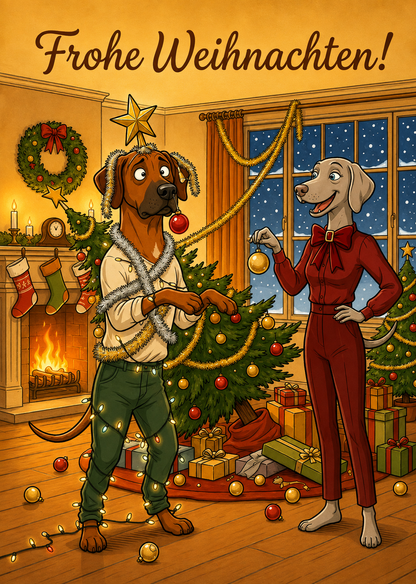 Frohe Weihnachten! – Klappkarte mit Hunde-Motiv