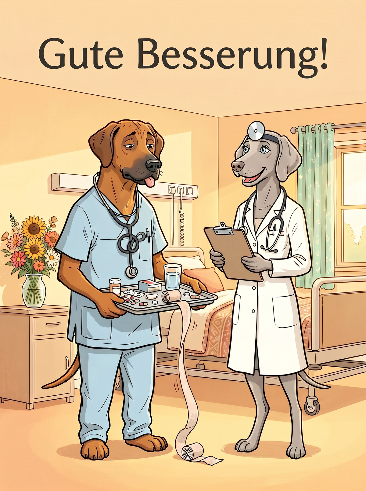 Gute Besserung! – Klappkarte mit Hunde-Motiv