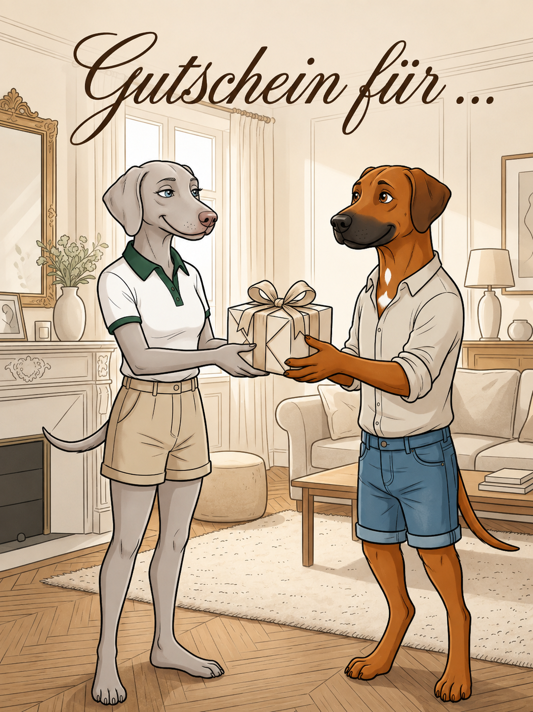 Gutschein für ... – Klappkarte mit Hunde-Motiv