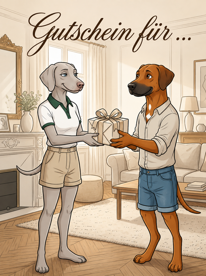 Gutschein für ... – Klappkarte mit Hunde-Motiv