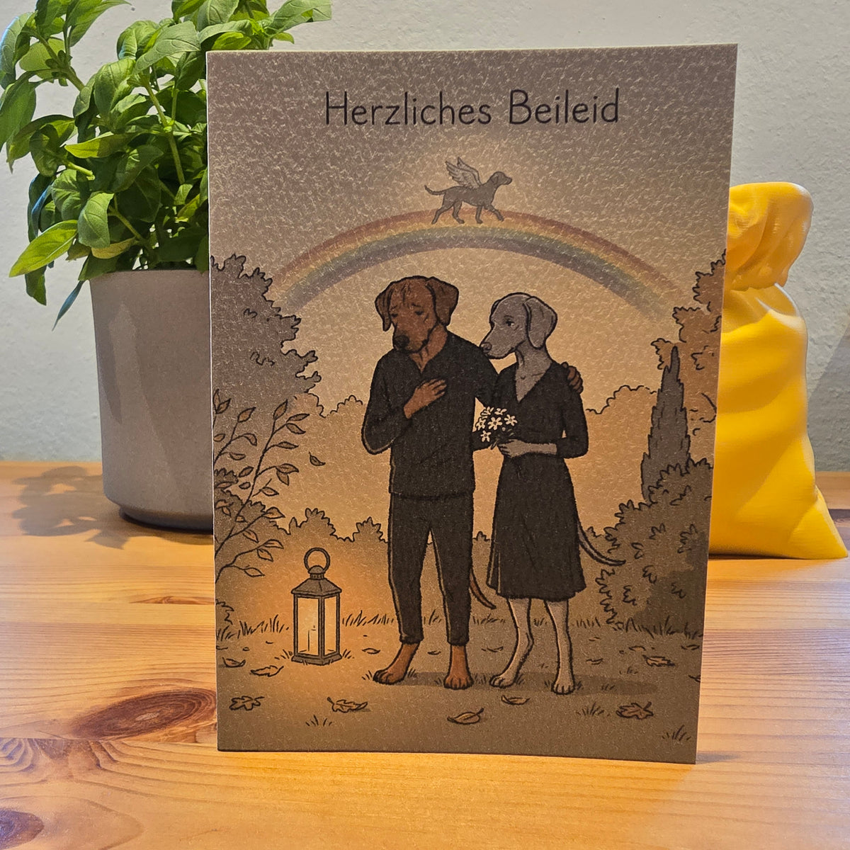 Herzliches Beileid – Klappkarte zum Verlust eines Haustiers (Regenbogenbrücke)