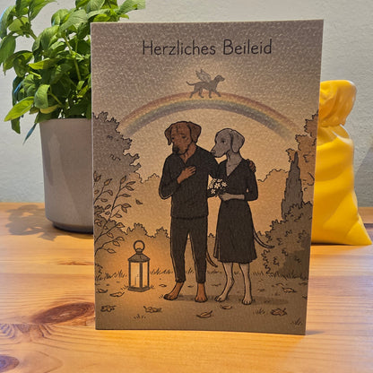 Herzliches Beileid – Klappkarte zum Verlust eines Haustiers (Regenbogenbrücke)