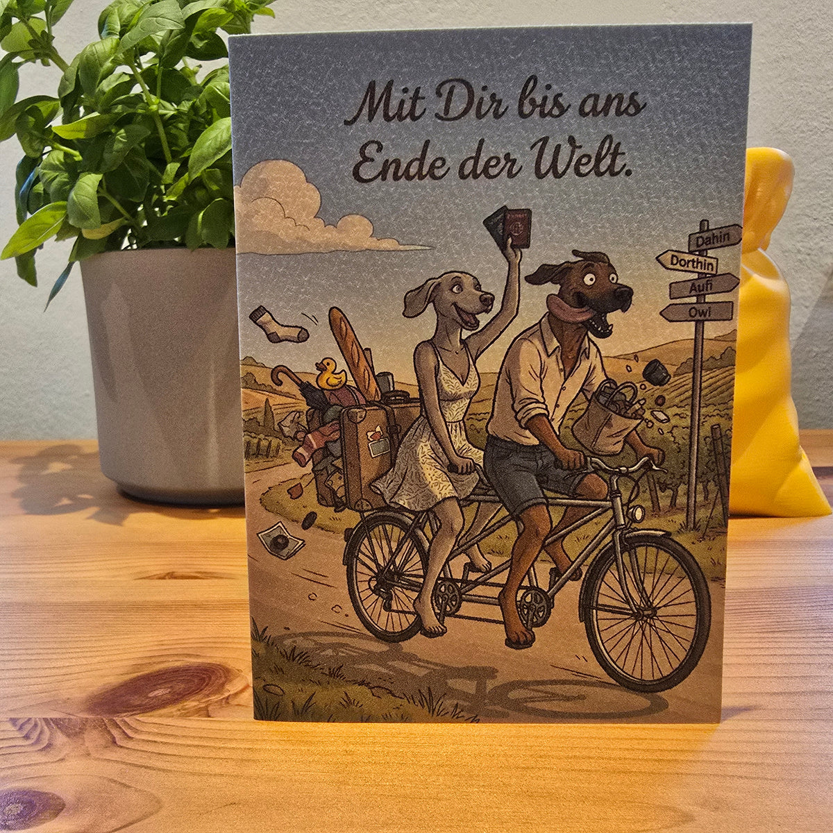 Aquarell-Druck-Karte Mit Dir bis ans Ende der Welt