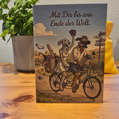 Aquarell-Druck-Karte Mit Dir bis ans Ende der Welt