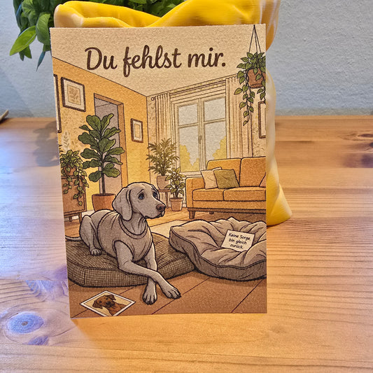 Du fehlst mir. – Klappkarte mit Hunde-Motiv