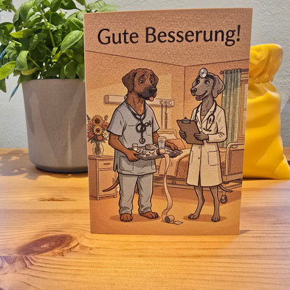 Gute Besserung! – Klappkarte mit Hunde-Motiv