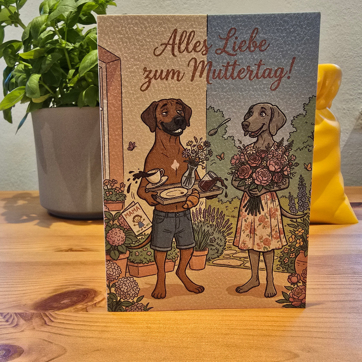 Alles Liebe zum Muttertag! – Klappkarte mit Hunde-Motiv