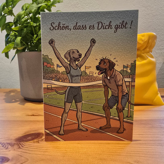 Schön, dass es Dich gibt! – Klappkarte mit Hunde-Motiv