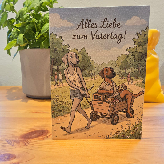 Alles Liebe zum Vatertag! – Klappkarte mit Hunde-Motiv