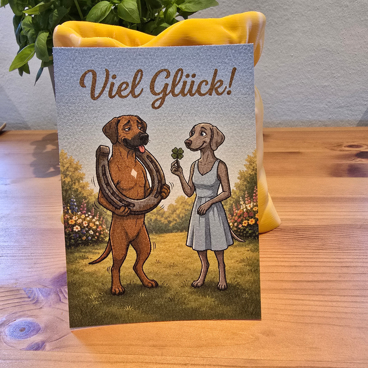 Viel Glück! – Klappkarte mit Hunde-Motiv