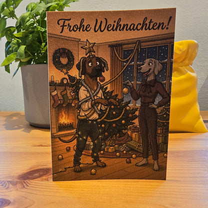 Frohe Weihnachten! – Klappkarte mit Hunde-Motiv