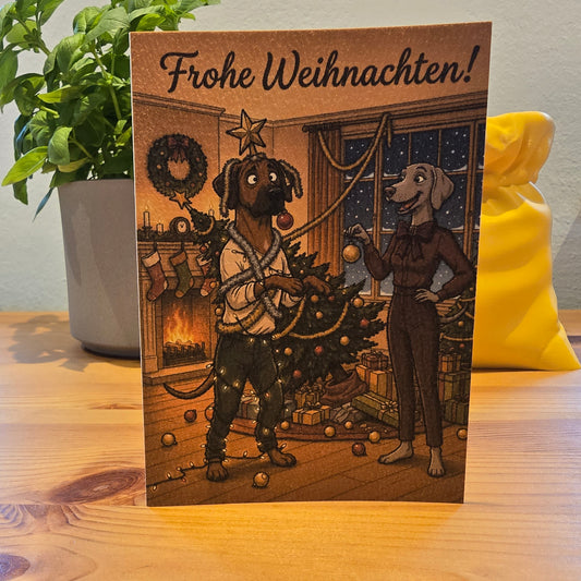 Frohe Weihnachten! – Klappkarte mit Hunde-Motiv