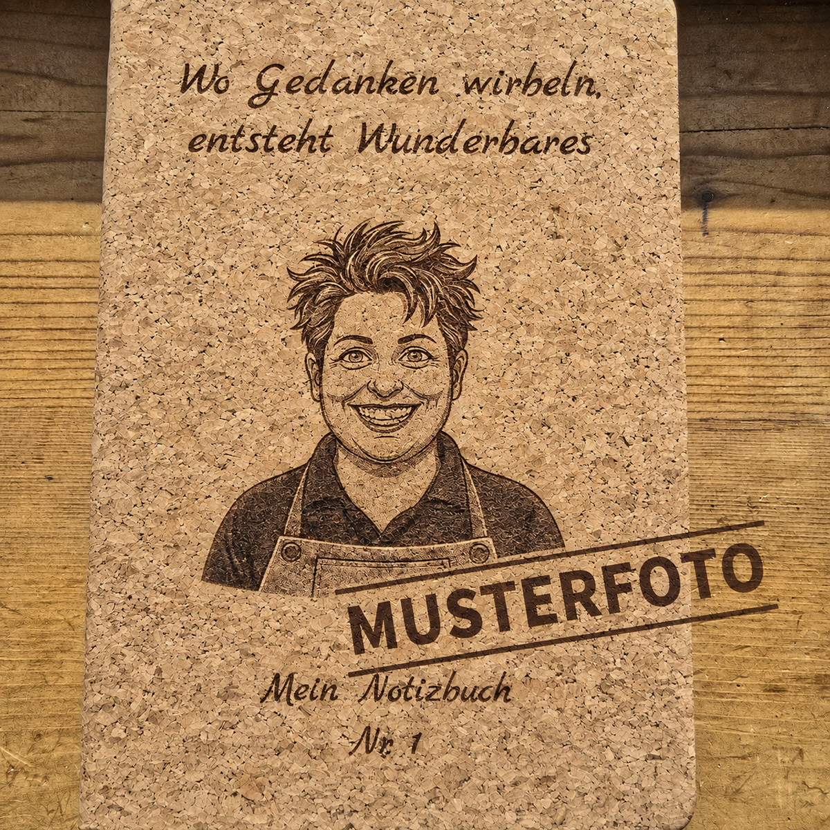 Notizbuch mit Kork-Einband – "Wo Gedanken wirbeln, entsteht Wunderbares" (DIN A5)
