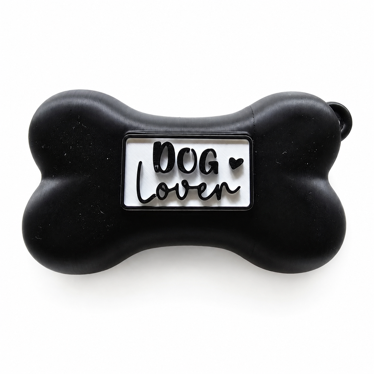 Hundeknochen Kotbeutelspender "Dog Lover" – Gassi-Beutelbox aus PLA mit Namensschild + 1 Rolle Kotbeutel