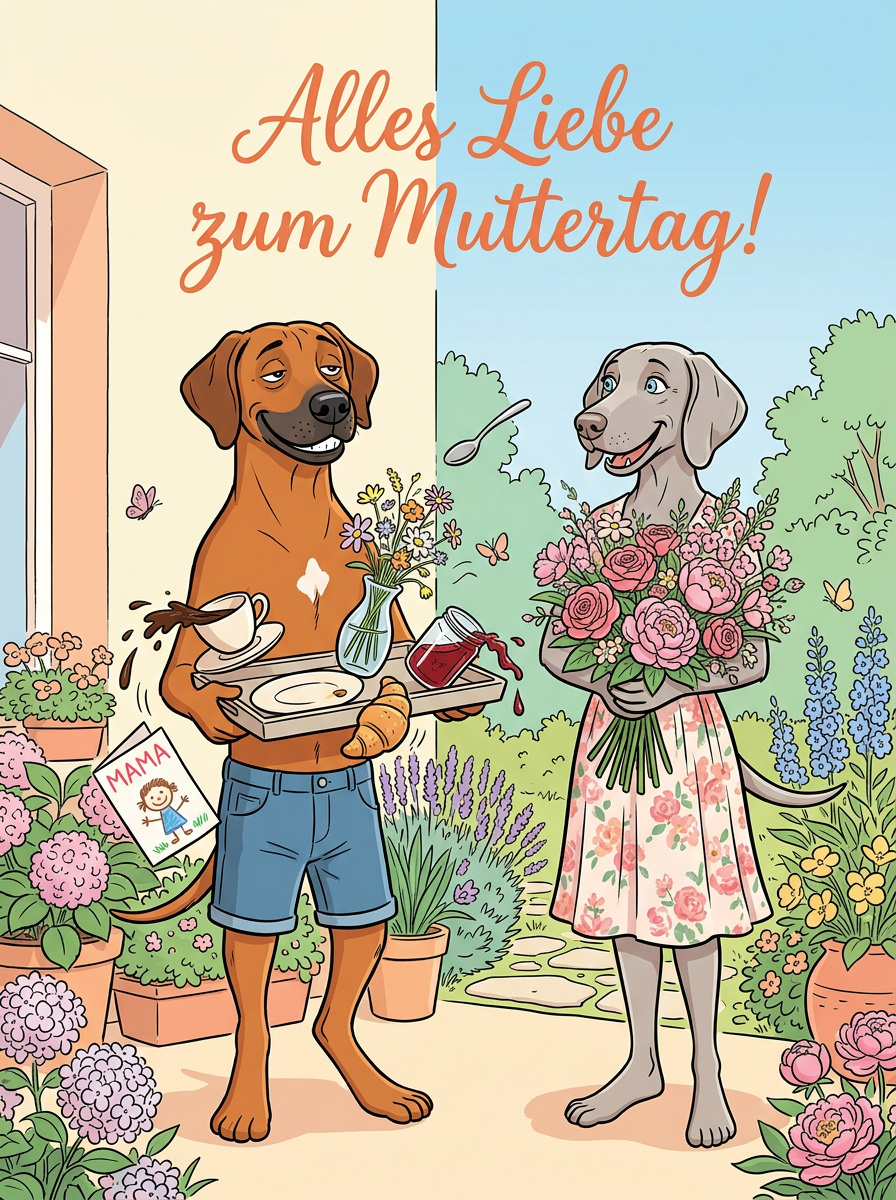 Alles Liebe zum Muttertag! – Klappkarte mit Hunde-Motiv