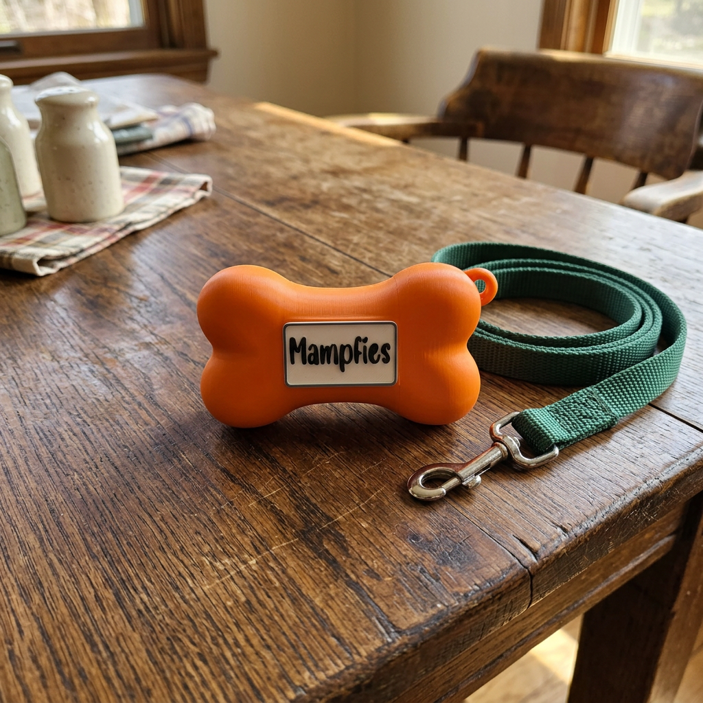 Hundeknochen Snackbox "Mampfies" – Leckerli-Box aus PLA mit Schild