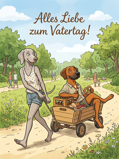 Alles Liebe zum Vatertag! – Klappkarte mit Hunde-Motiv