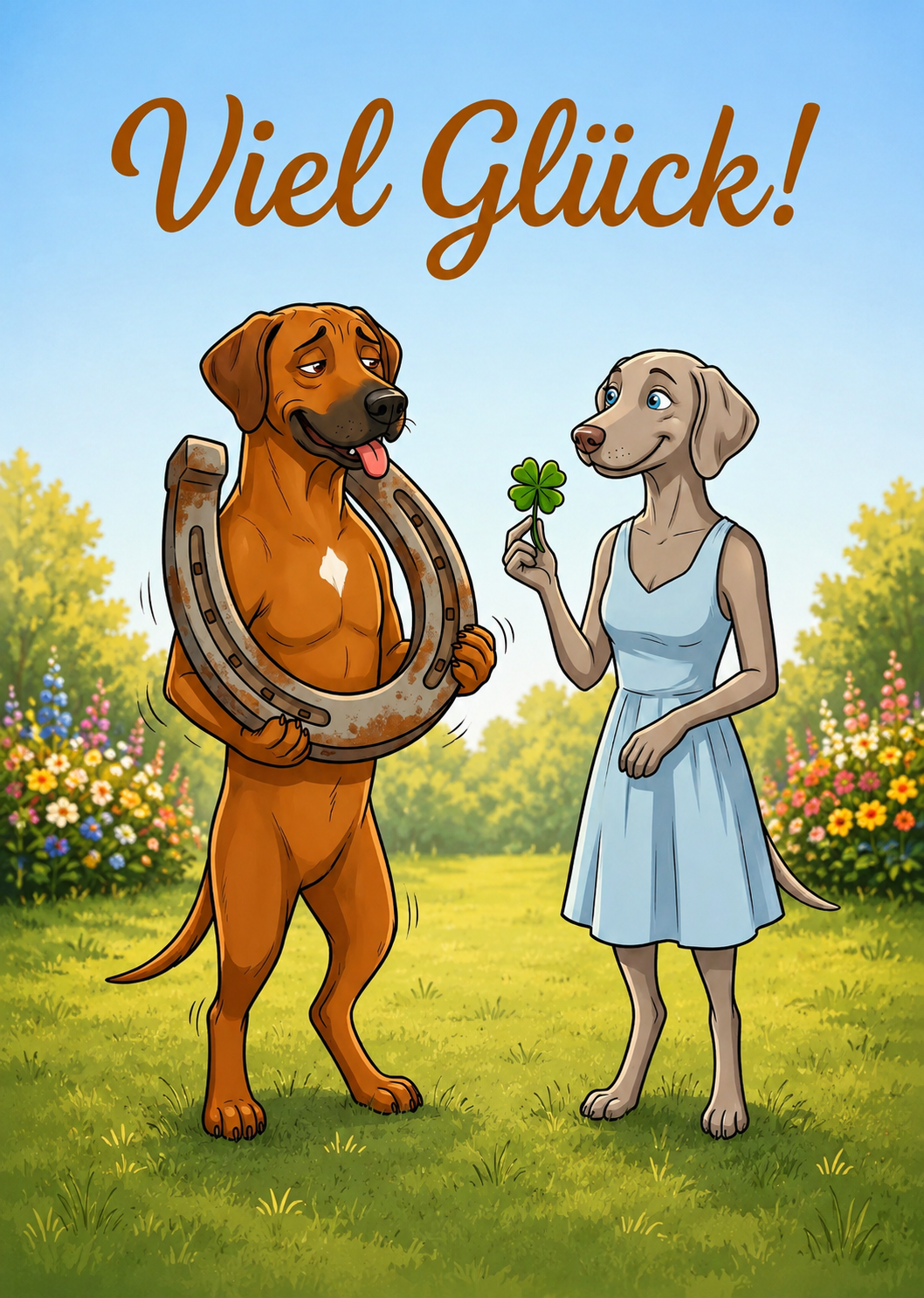 Viel Glück! – Klappkarte mit Hunde-Motiv